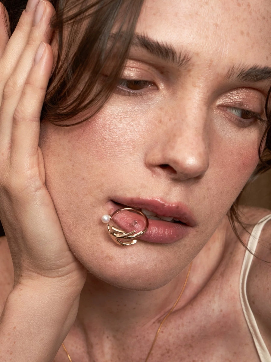 Ascending - Freshwater Pearl Bird Cuff Ring