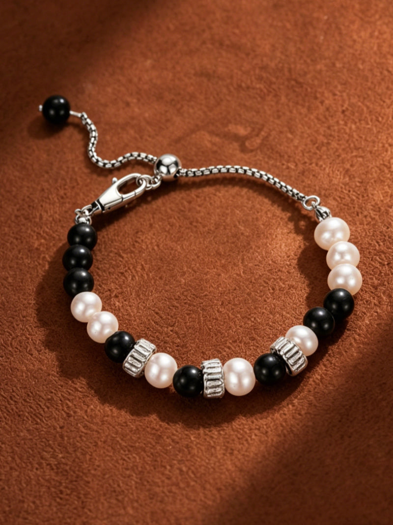Strata - Freshwater Pearl Beaded Chain Bracelet