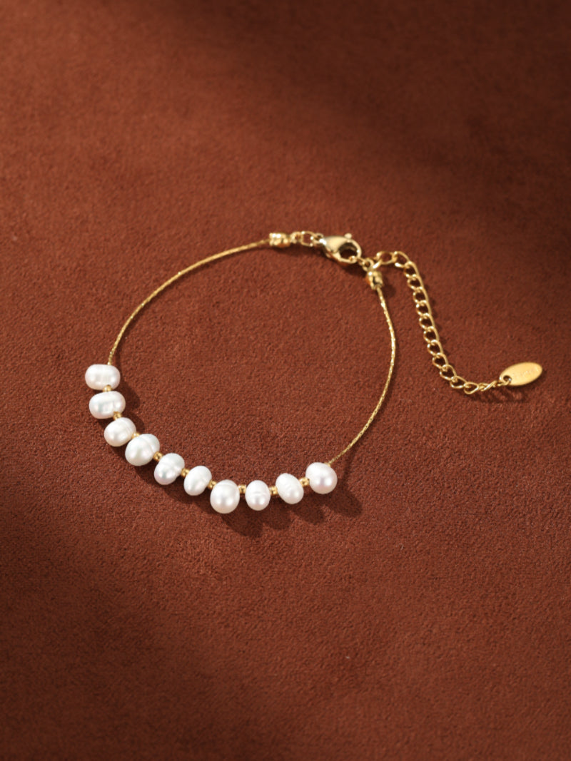 Serene Arc - Freshwater Pearl Chain Beaded Bracelets