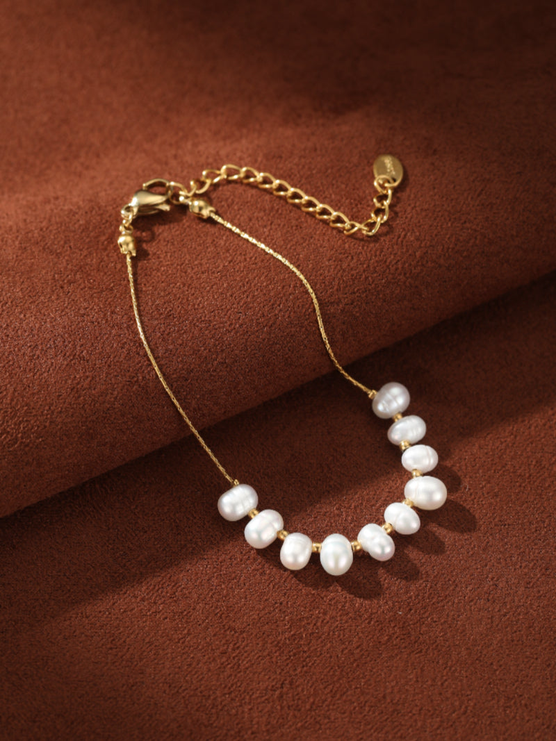 Serene Arc - Freshwater Pearl Chain Beaded Bracelets