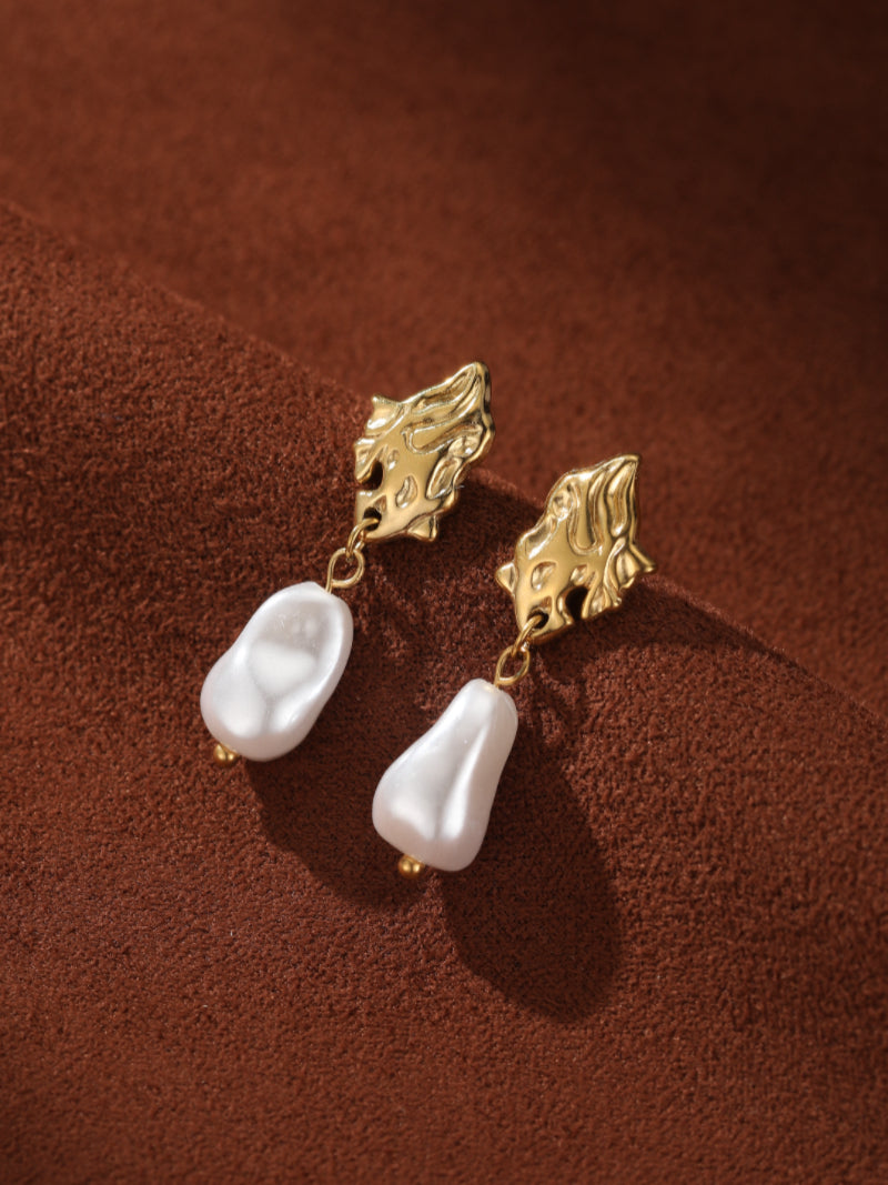 Lumin - Freshwater Pearl Flame Drop Earrings