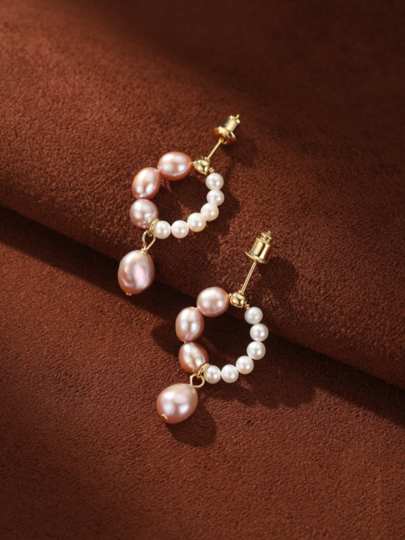 Echo - Freshwater Pearl Hoop Drop Earrings