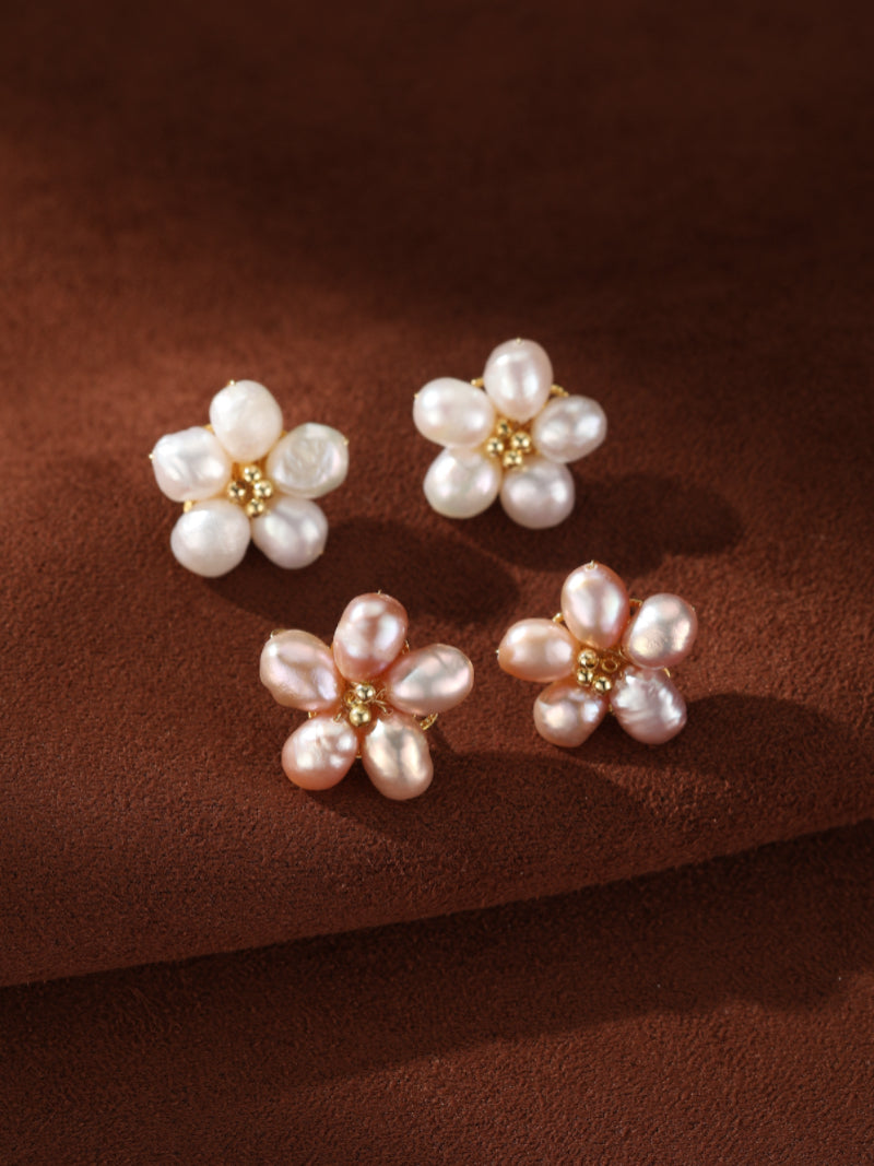 Meadow - Freshwater Pearl Flower Cluster Earrings