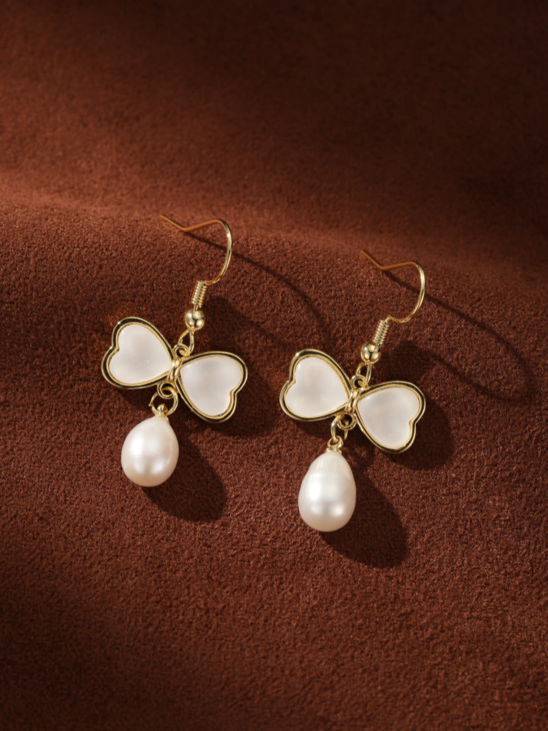 Flutter - Freshwater Pearl Butterfly Dangle Earrings