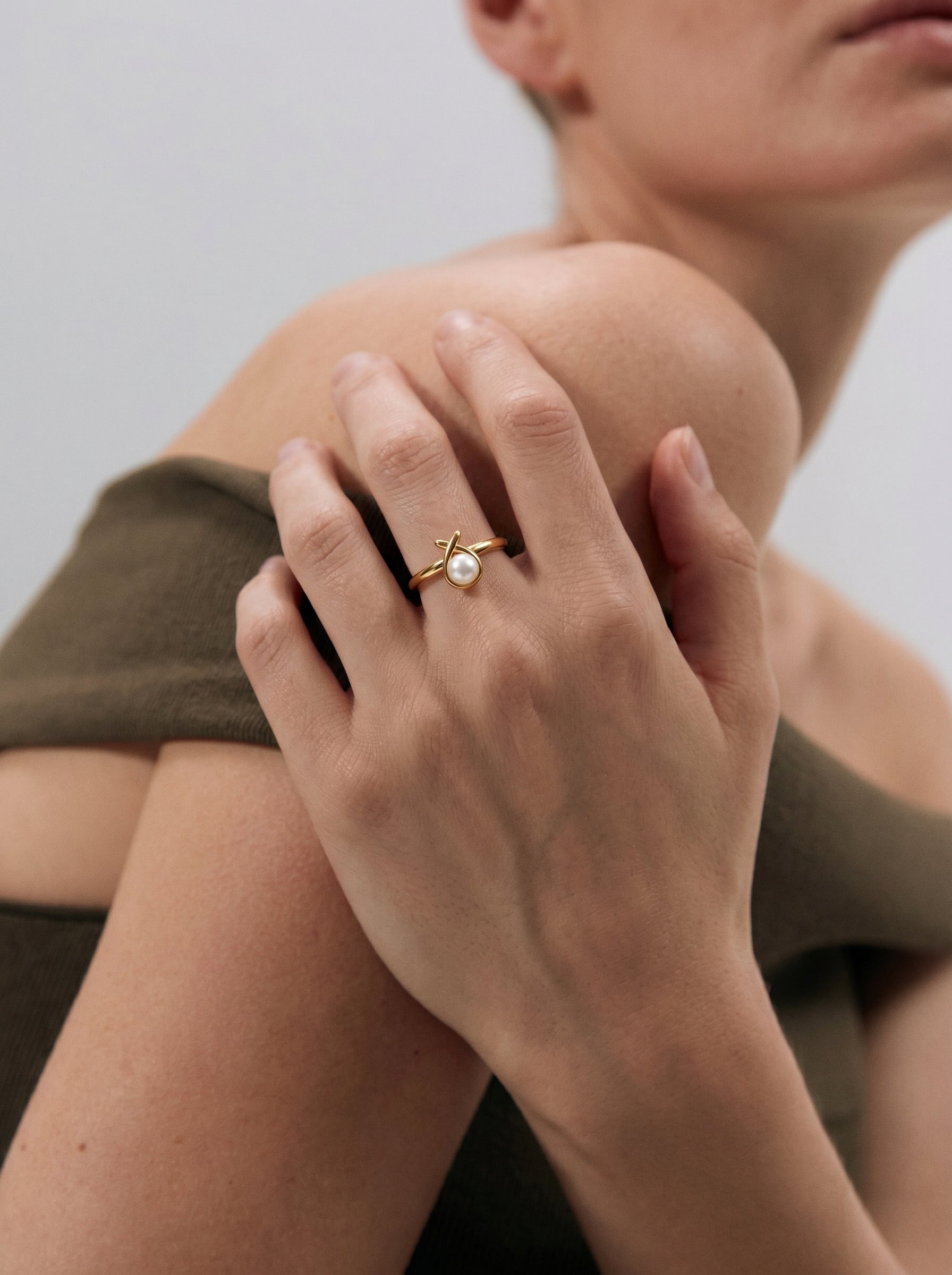 Twine - Freshwater Pearl Knot Cuff Ring