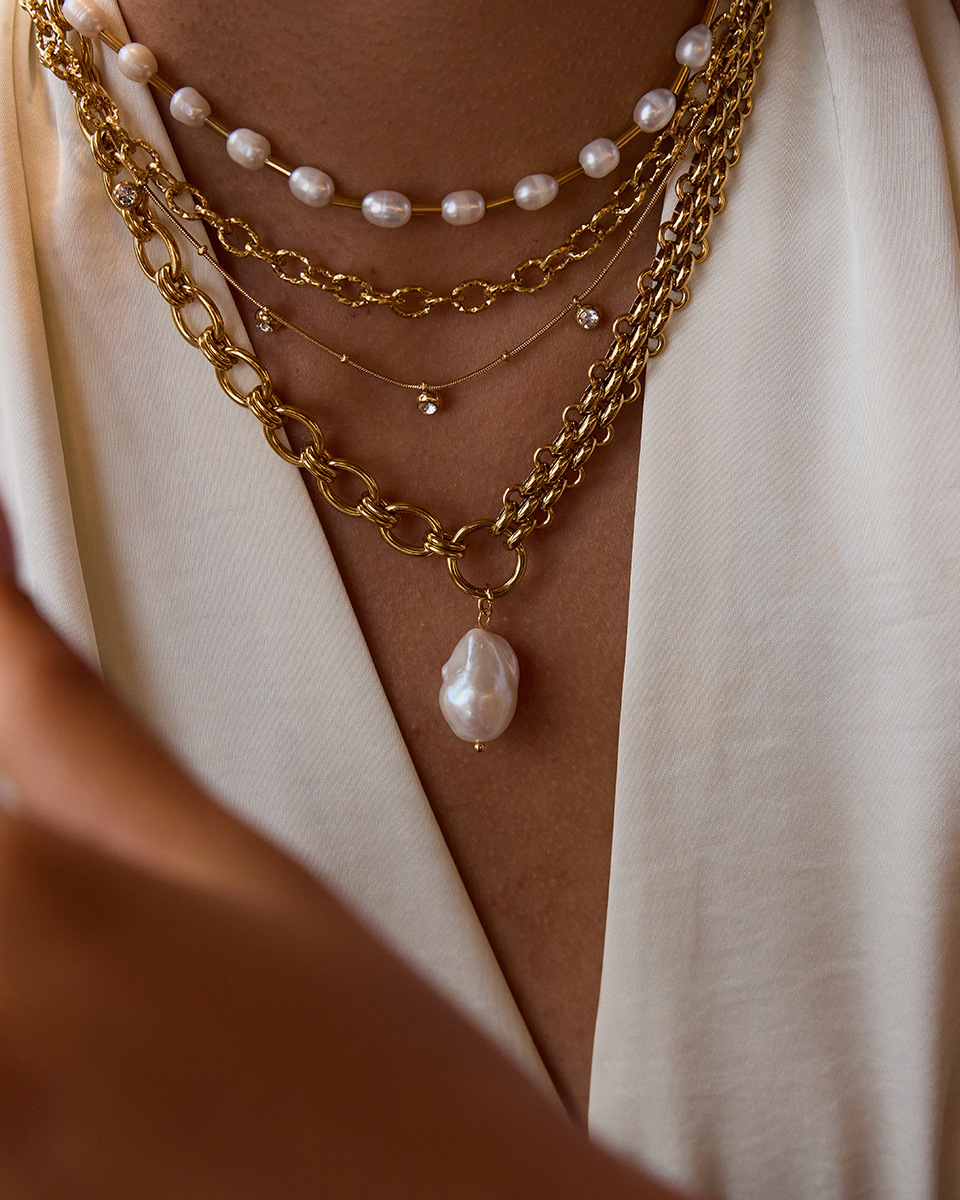 Glowstream - Freshwater Pearl Large Layered Necklaces