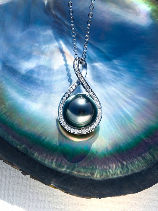 Eclipse - Tahitian Pearl Infinity Drop Necklace