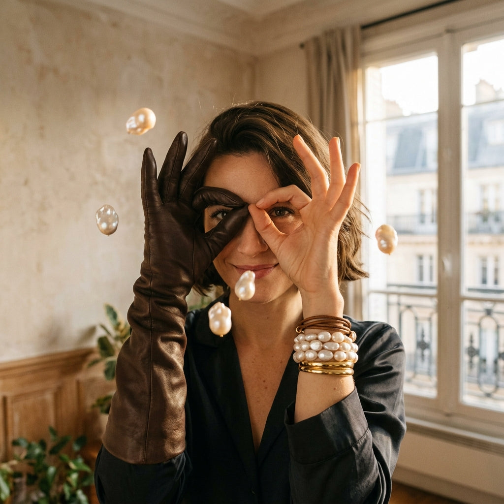Mixing Textures: A Freshwater Pearl Bracelet with Leather and Metal