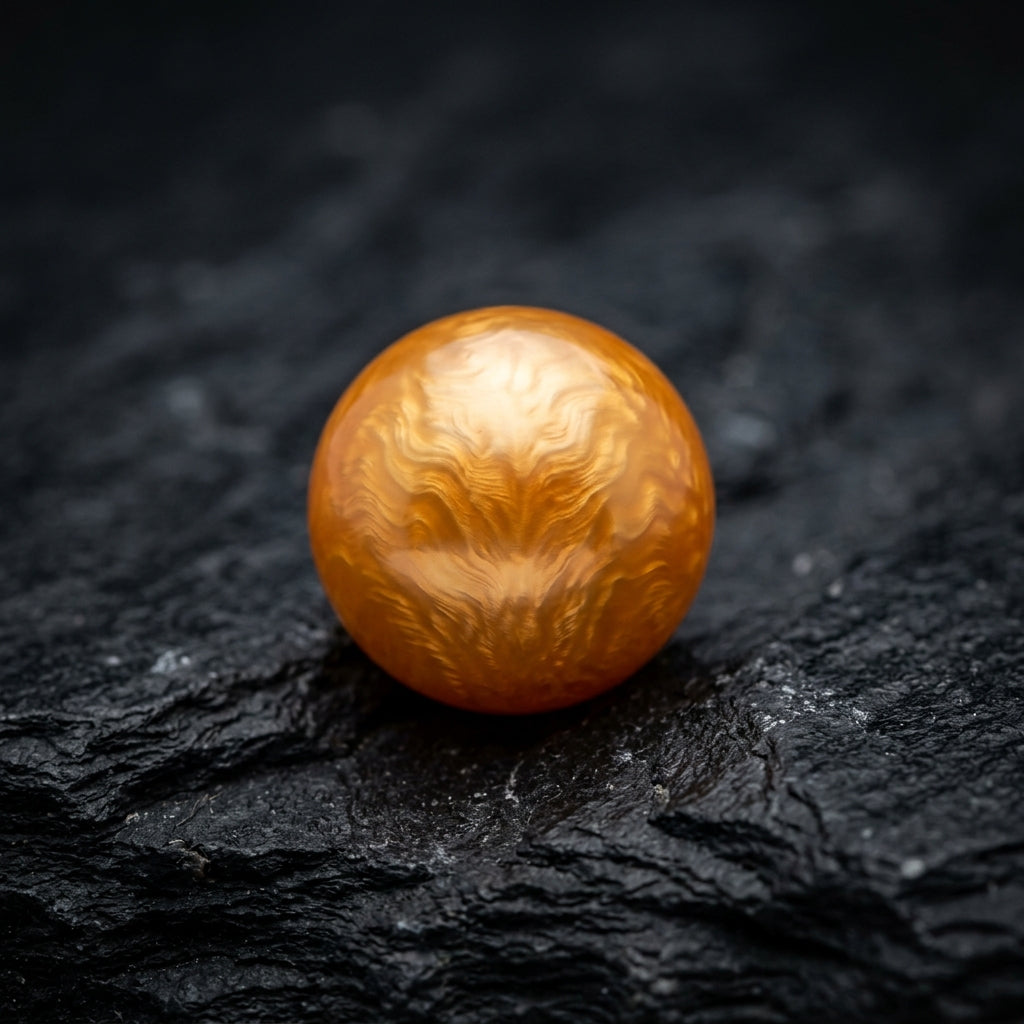 Ultra-rare papaya-orange Melo Melo wild pearl displaying vivid flame structure