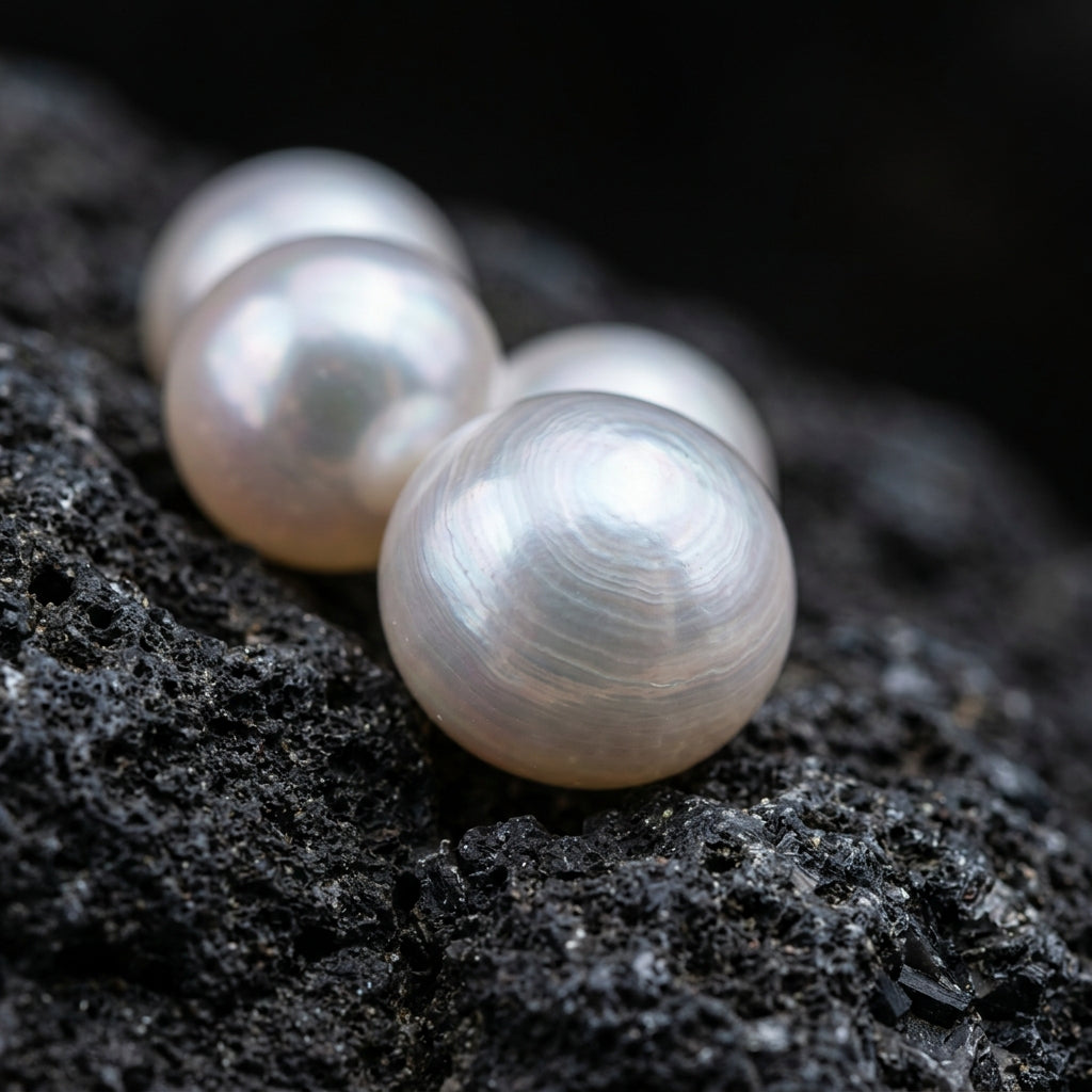 Ultra-high resolution macro photo of natural cultured pearl surface nacre texture