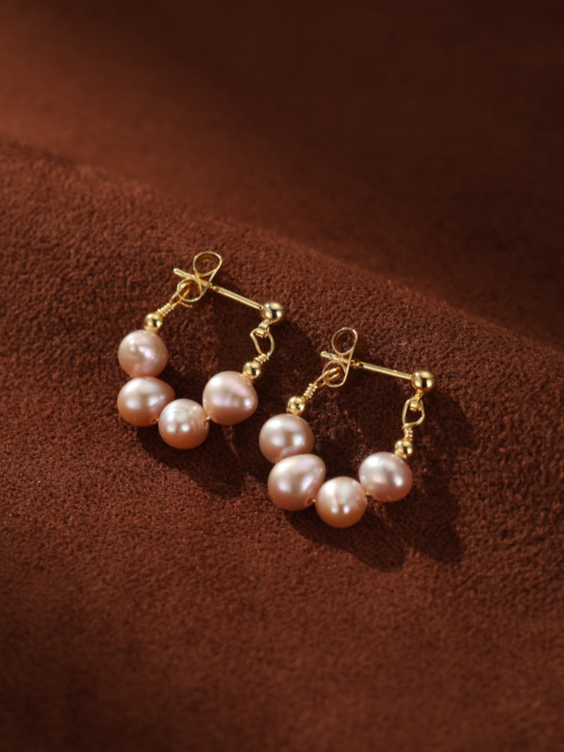 Zephyr - Freshwater Pearl Hoop Drop Earrings