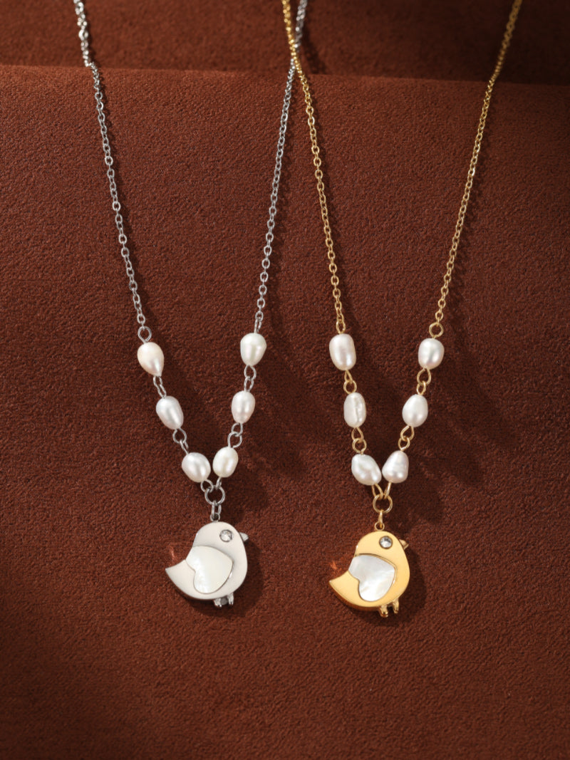 Ascend - Freshwater Pearl Bird Chain Pendant Necklaces