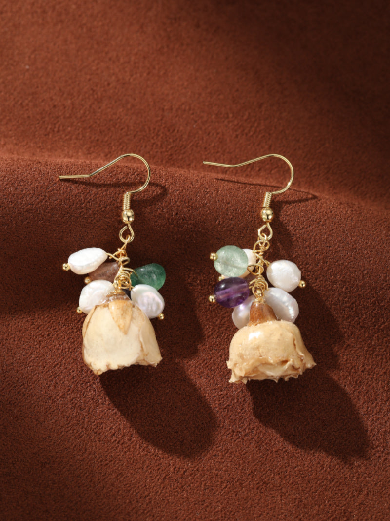 Solana - Freshwater Pearl Flower Dangle Earrings