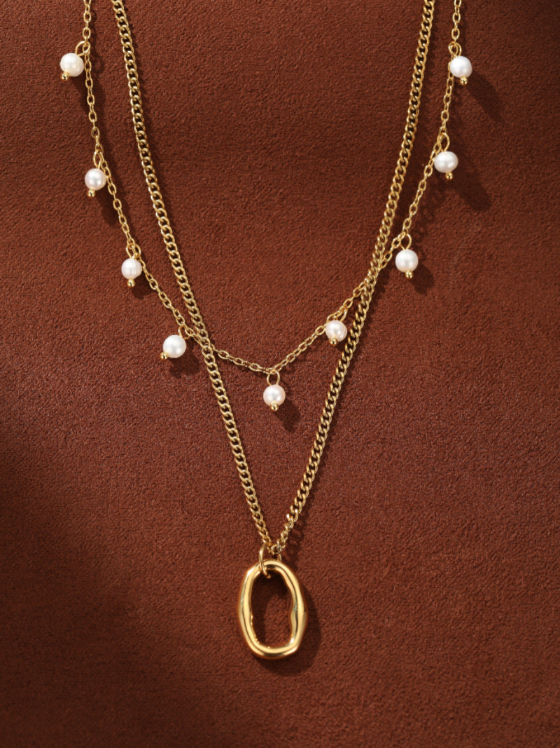 Evolve - Freshwater Pearl Flower Layered Chain Necklace