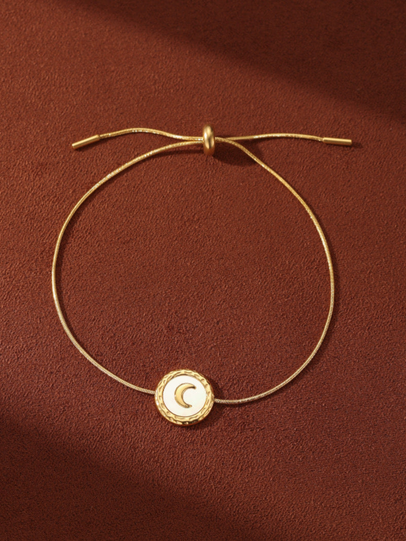 Moonrise - Mother of Pearl Moon Charm Chain Bracelet