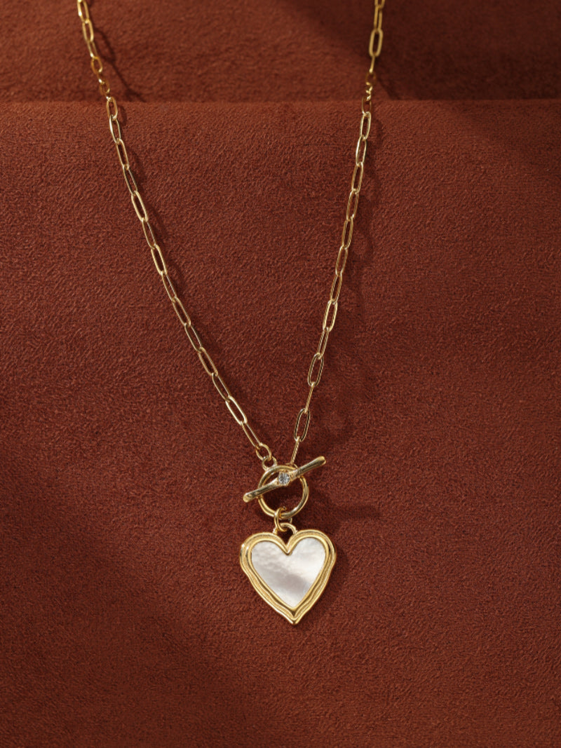 Bond - Mother of Pearl Heart Chunky Pendant Necklace