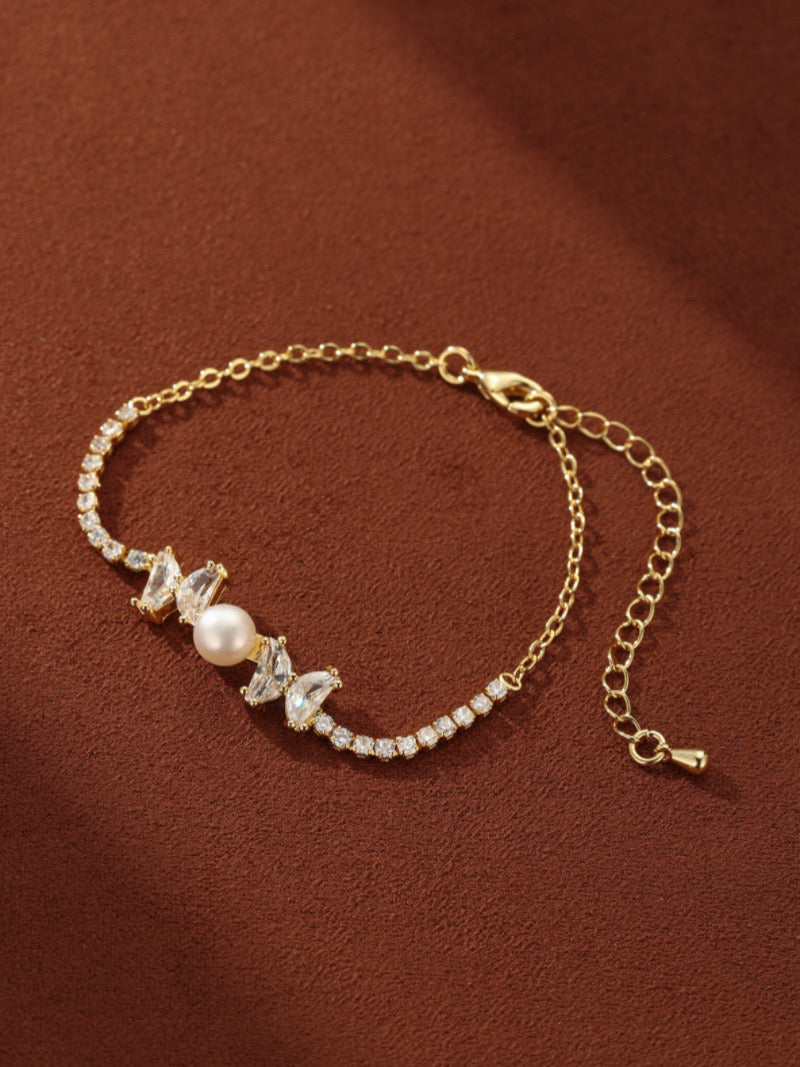 Lumina Arc - Freshwater Pearl Wing Charm Tennis Bracelet