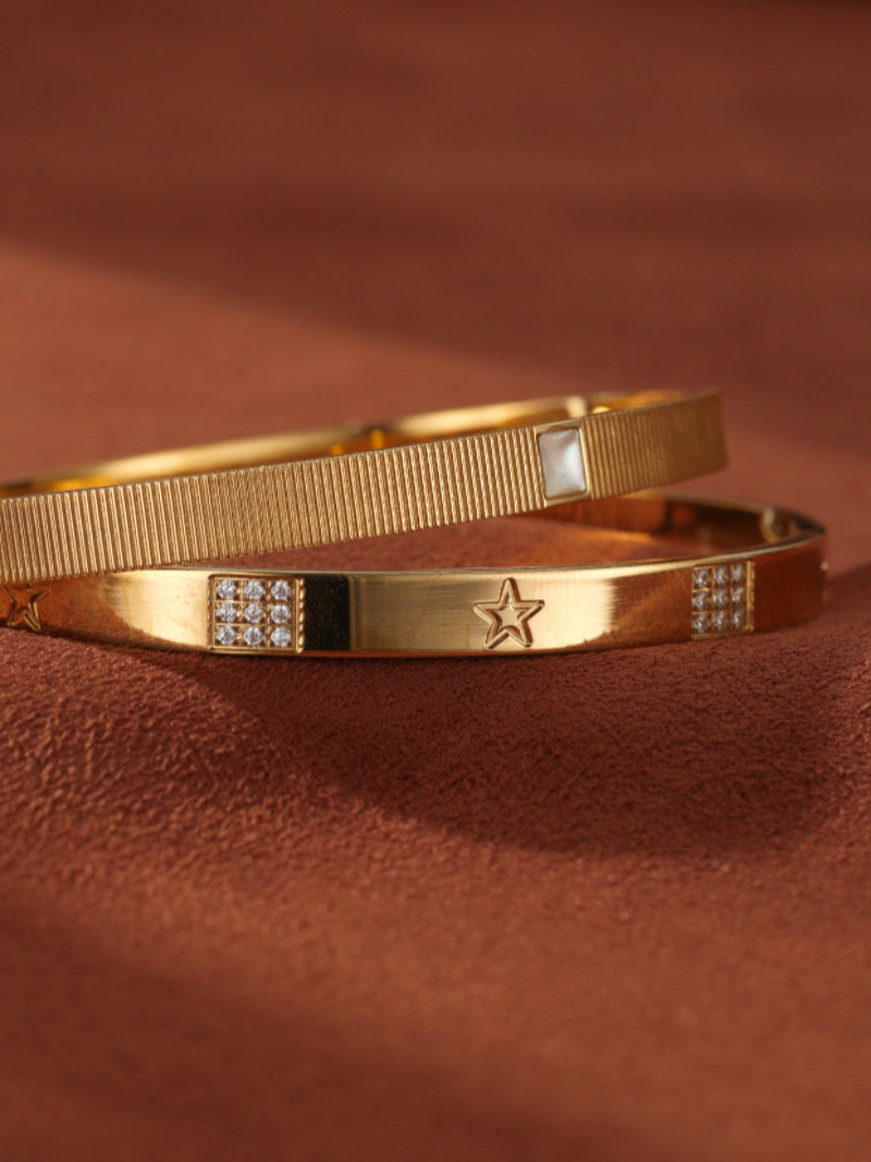 Starbound - Mother of Pearl Star Cuff Bangle Bracelet