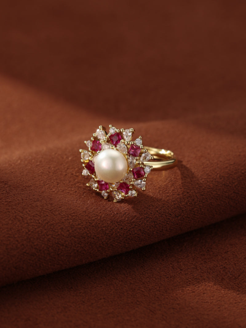 Flare - Freshwater Pearl Starburst Cluster Ring