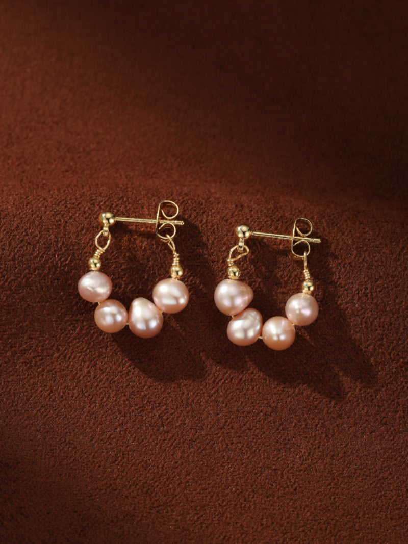 Zephyr - Freshwater Pearl Hoop Drop Earrings