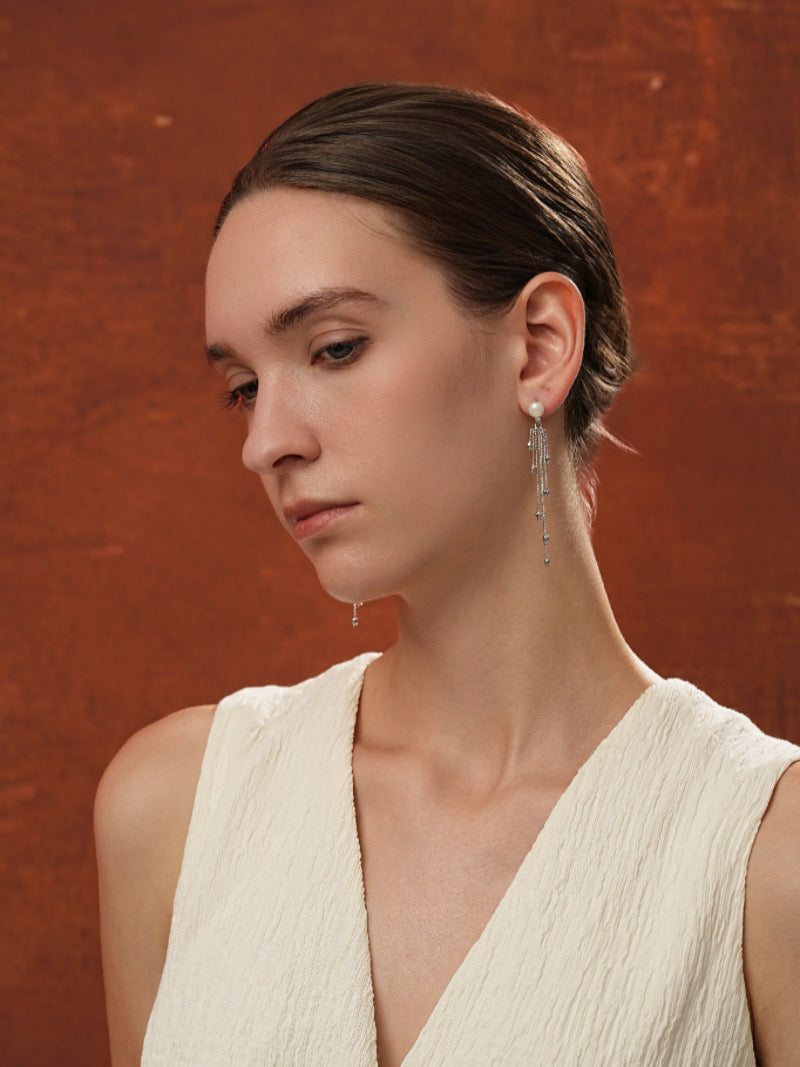 Serein - Boucles d'oreilles pendantes à perles de culture d'eau douce