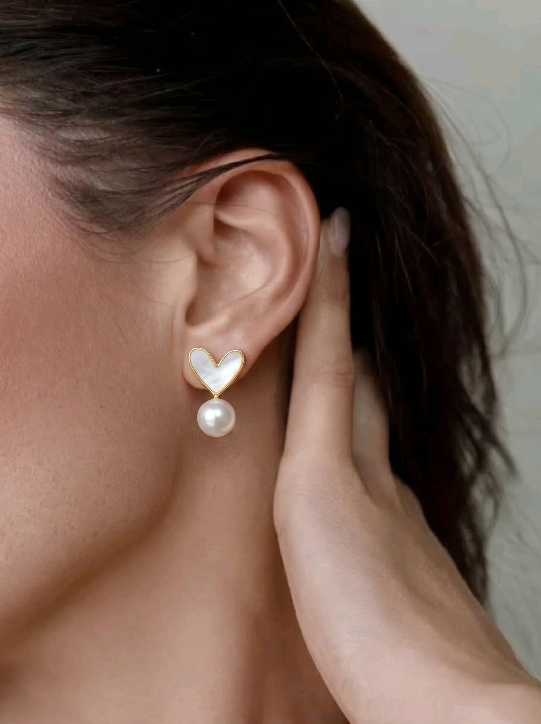 Vista - Freshwater Pearl Heart Drop Earrings
