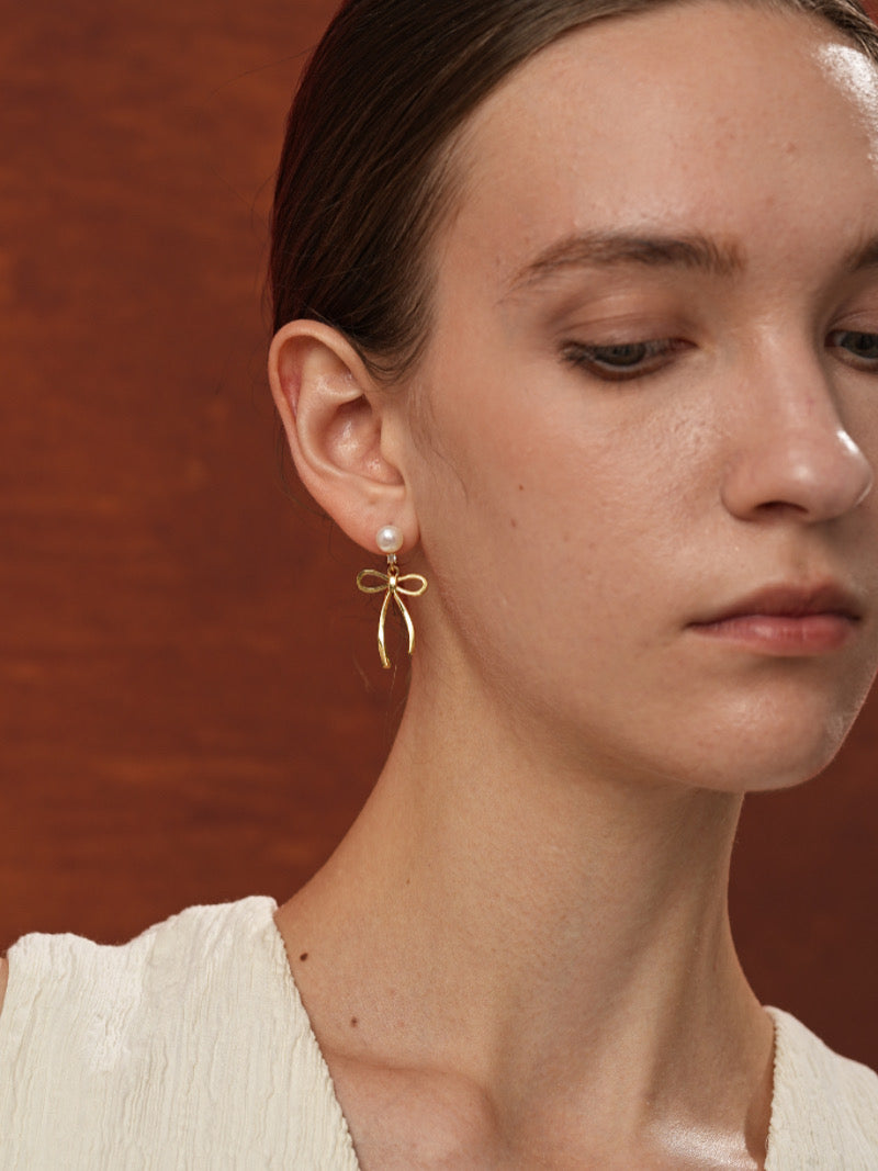 Nœud Scintillant – Boucles d'oreilles pendantes Perles de culture d'eau douce