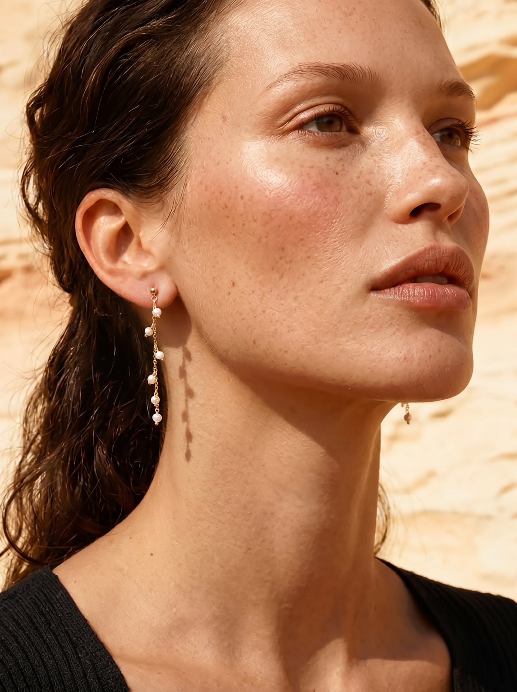 Glow Thread - Freshwater Pearl Long Dangle Earrings