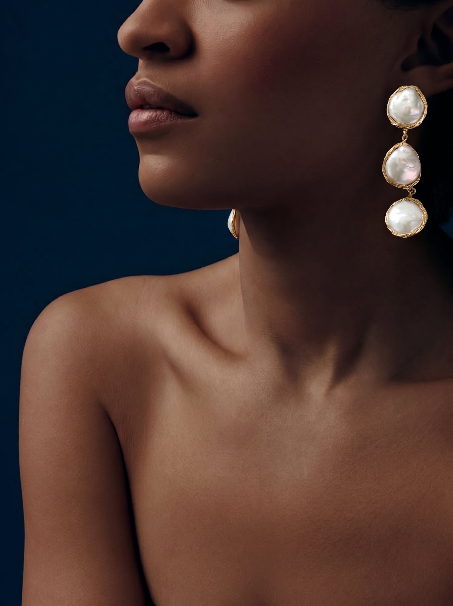 Sway - Freshwater Pearl Triple Dangle Earrings
