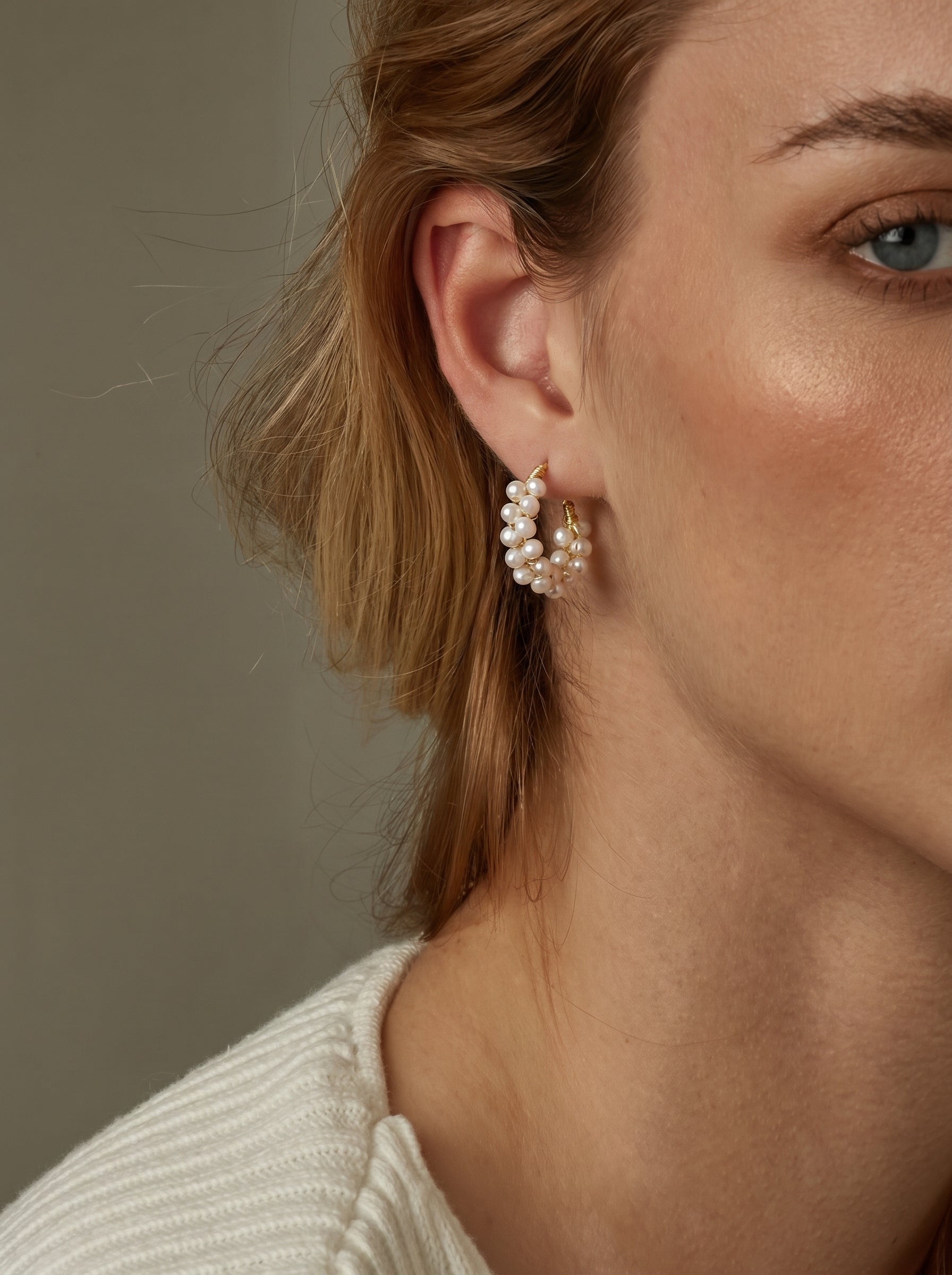 Grove - Freshwater Pearl Hoop Drop Earrings
