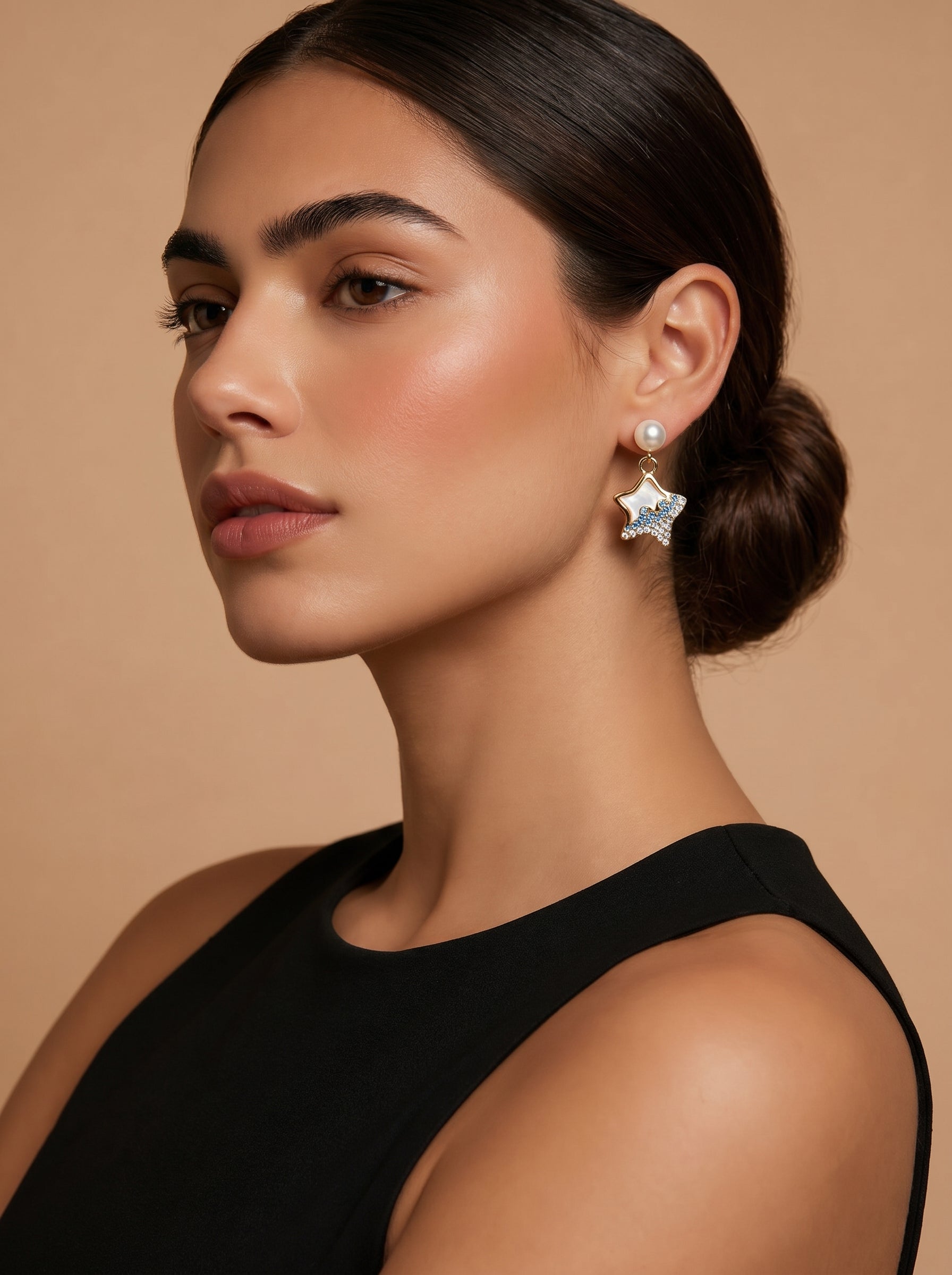 Starlight - Freshwater Pearl Star Stud Drop Earrings