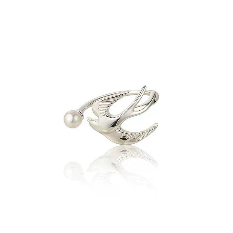 Ascending Bird Open Pearl Ring