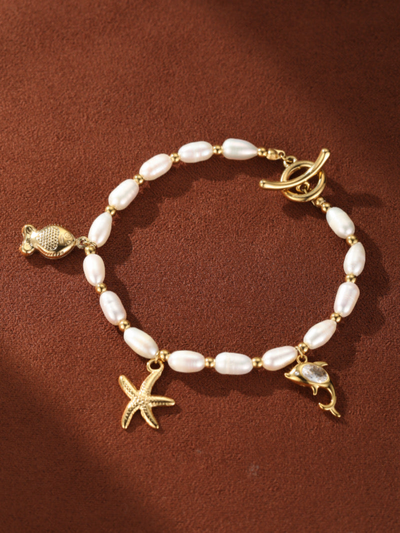 Aqua Muse - Freshwater Pearl Sea Life Beaded Bracelet