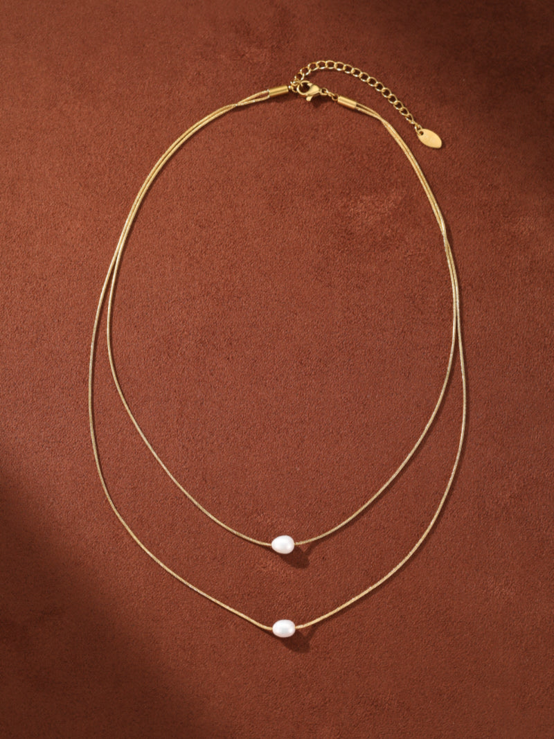 Lunar Glide - Freshwater Pearl Floating Layered Necklace