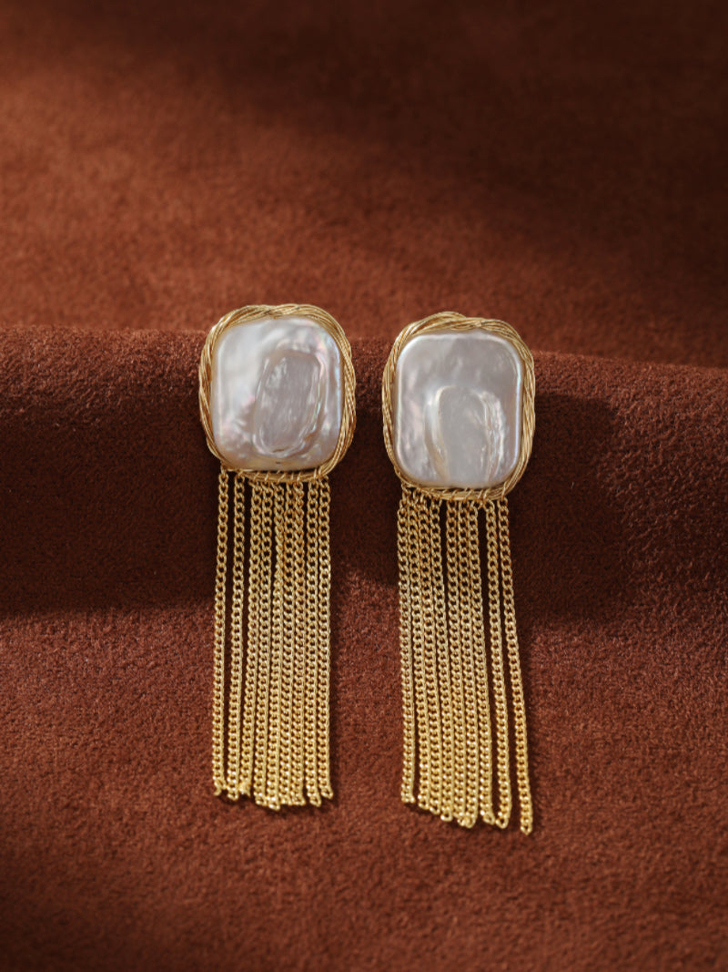 Epoch Fringe - Freshwater Pearl Dangle Fringe Earrings