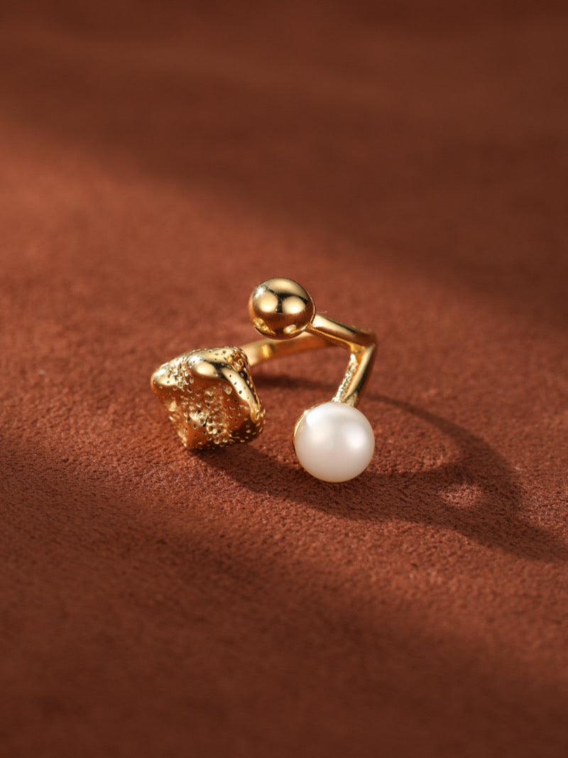 Relic - Freshwater Pearl Nugget Open Beaded Ring
