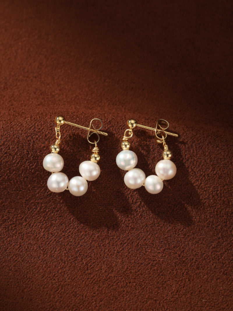 Zephyr - Freshwater Pearl Hoop Drop Earrings