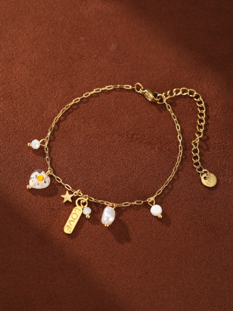 Sparkle - Freshwater Pearl Star Chain Bracelet