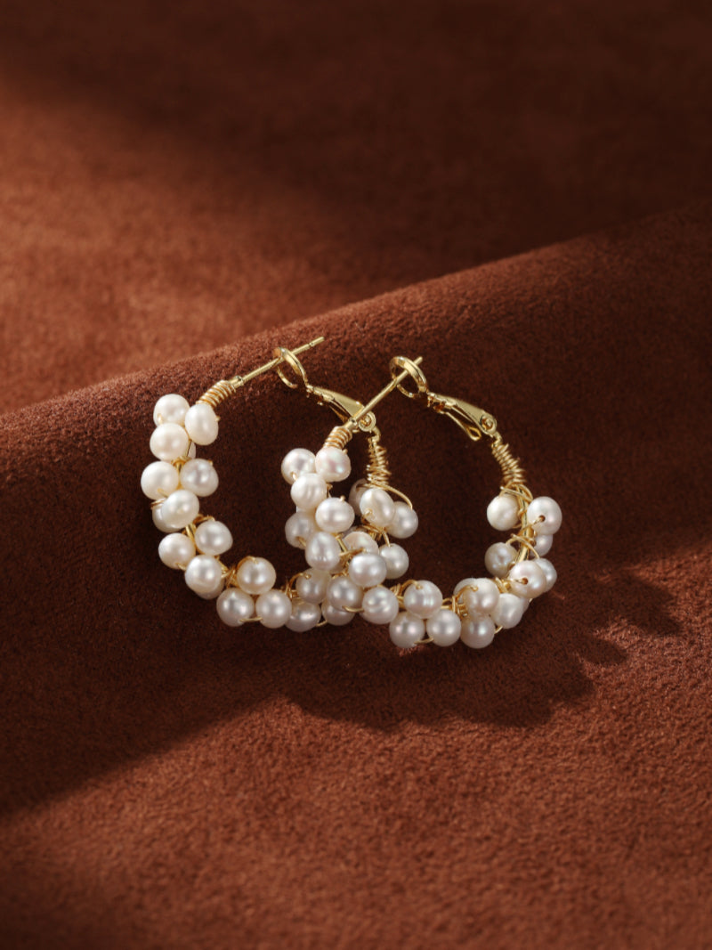 Grove - Freshwater Pearl Hoop Drop Earrings