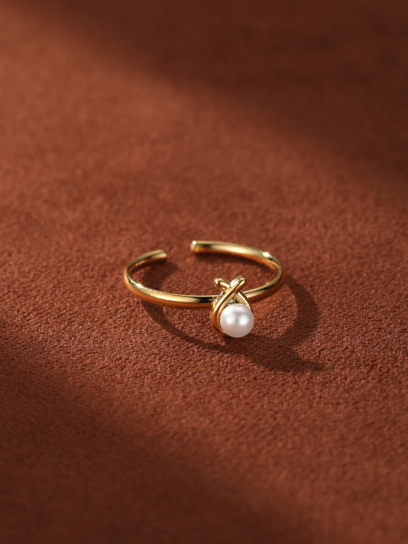 Twine - Freshwater Pearl Knot Cuff Ring