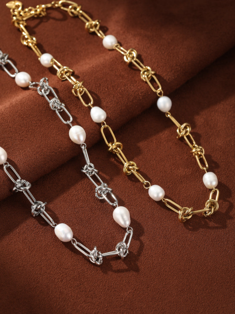 Interlace - Freshwater Pearl Beaded Choker Necklace