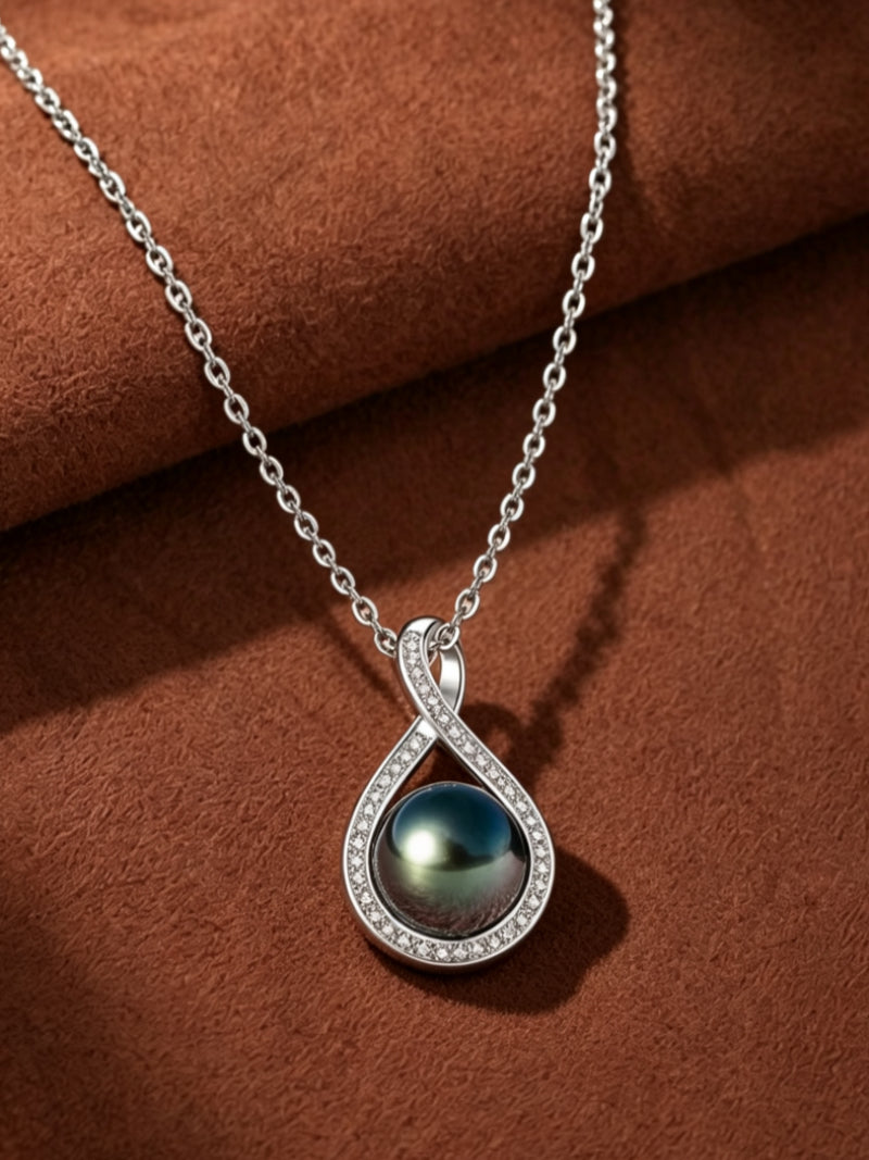 Eclipse - Tahitian Pearl Infinity Drop Necklace