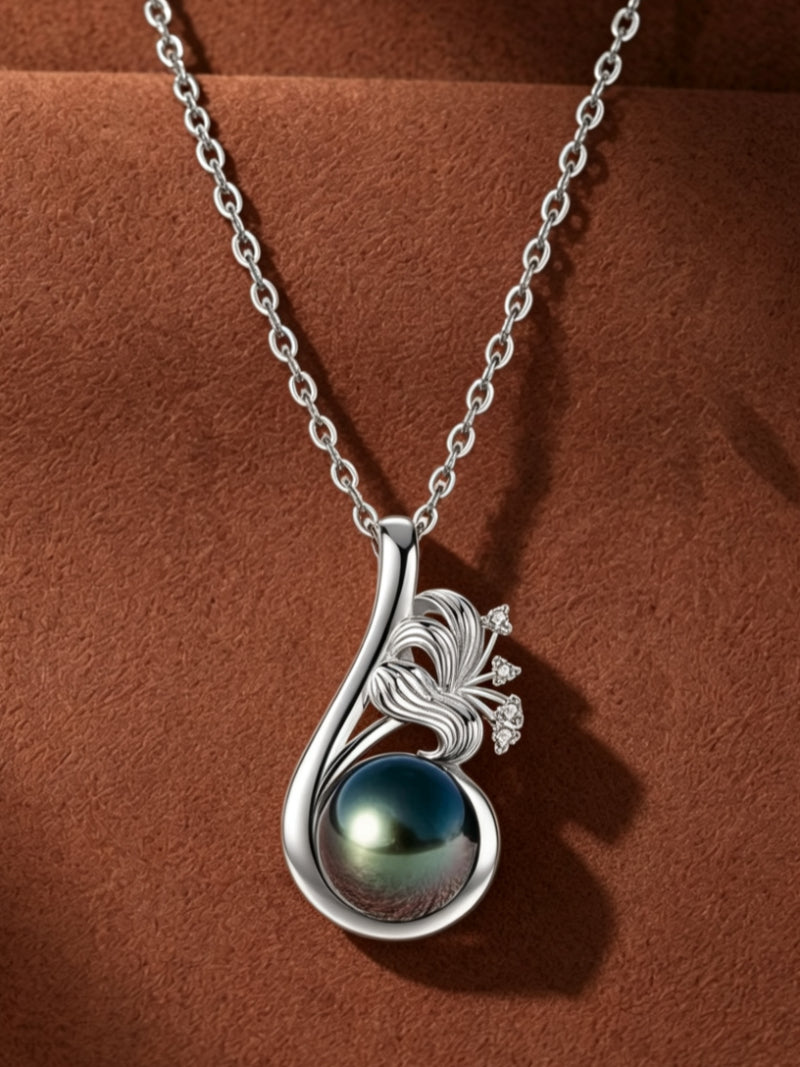 Vivid Bloom - Tahitian Pearl Flower Drop Necklace
