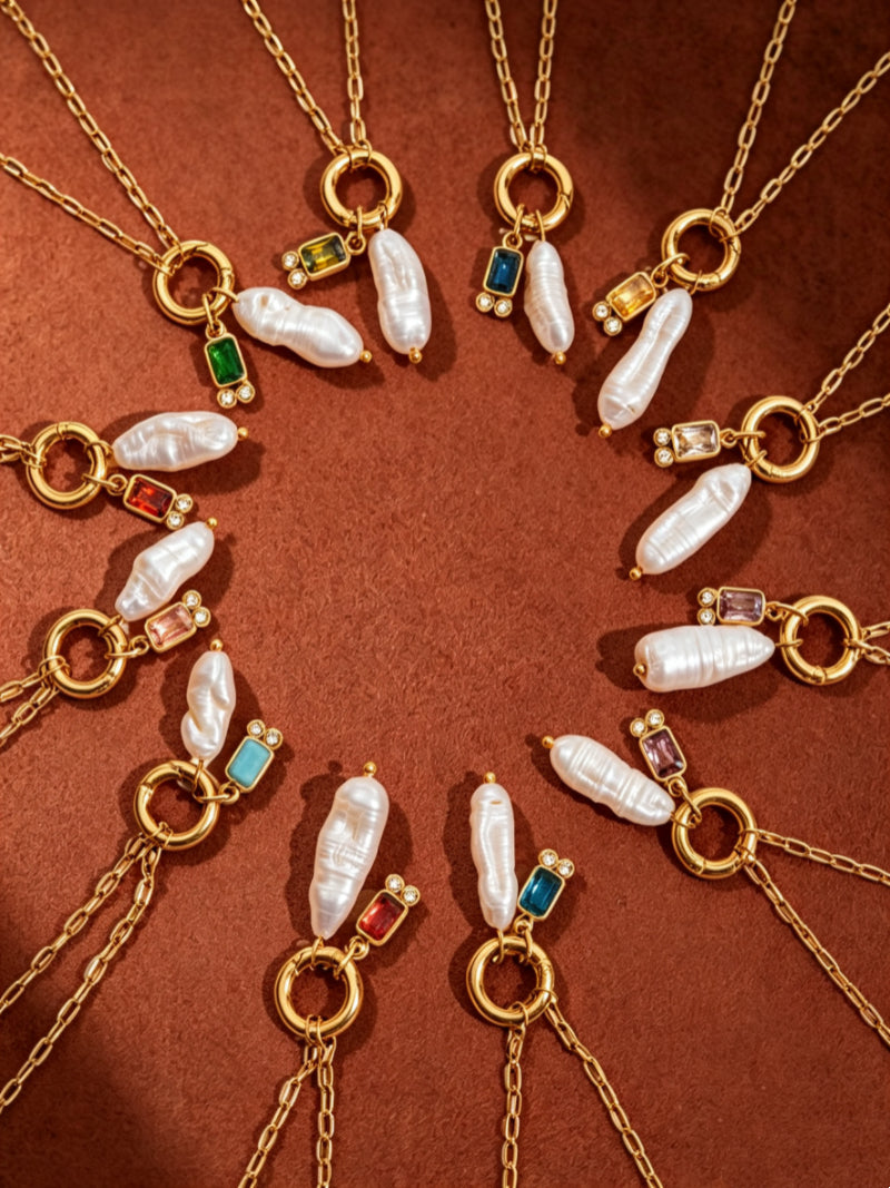 Gaiety - Freshwater Pearl Gemstone Drop Necklace
