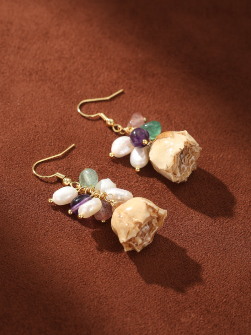 Solana - Freshwater Pearl Flower Dangle Earrings