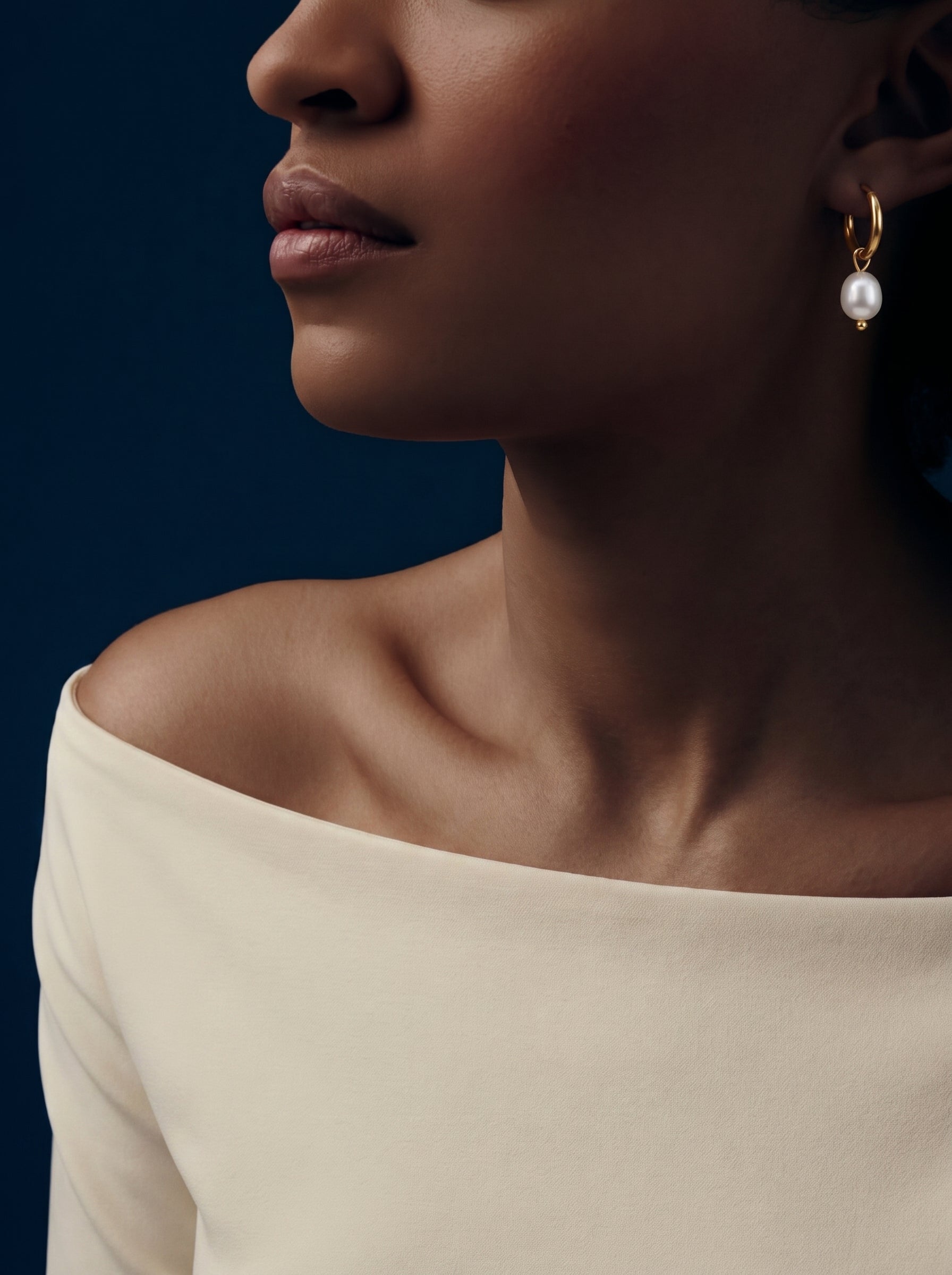 Luminous Flow - Freshwater Pearl Hoop Drop Earrings
