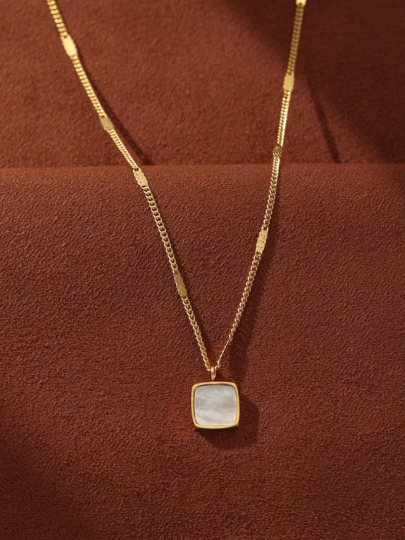 Clarity - Mother of Pearl Square Pendant Necklace