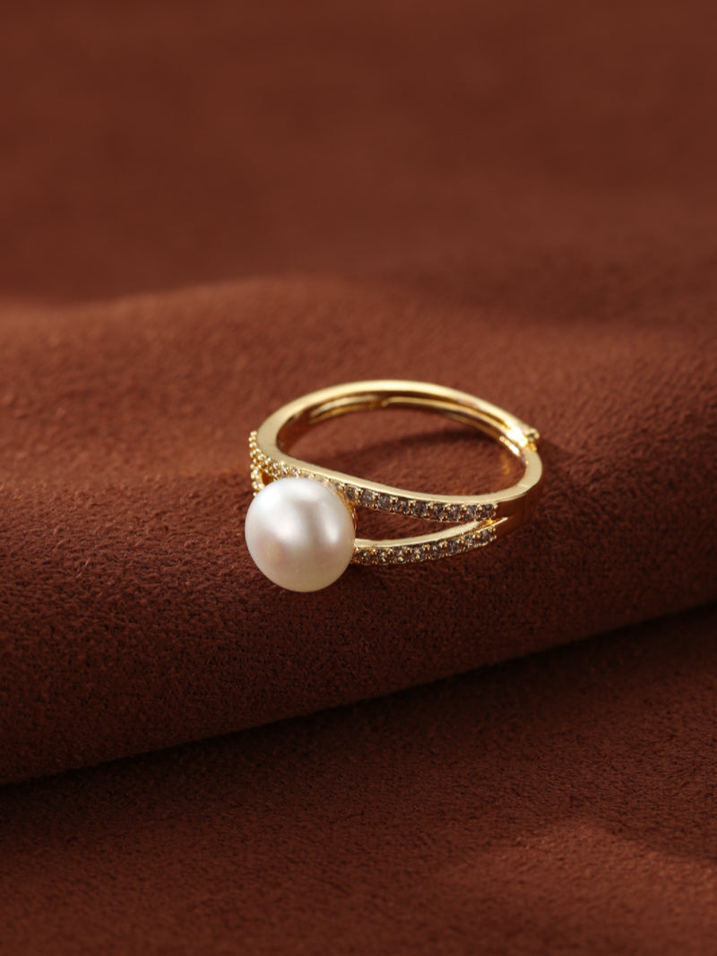 Convergence - Freshwater Pearl Solitaire Split Band Ring