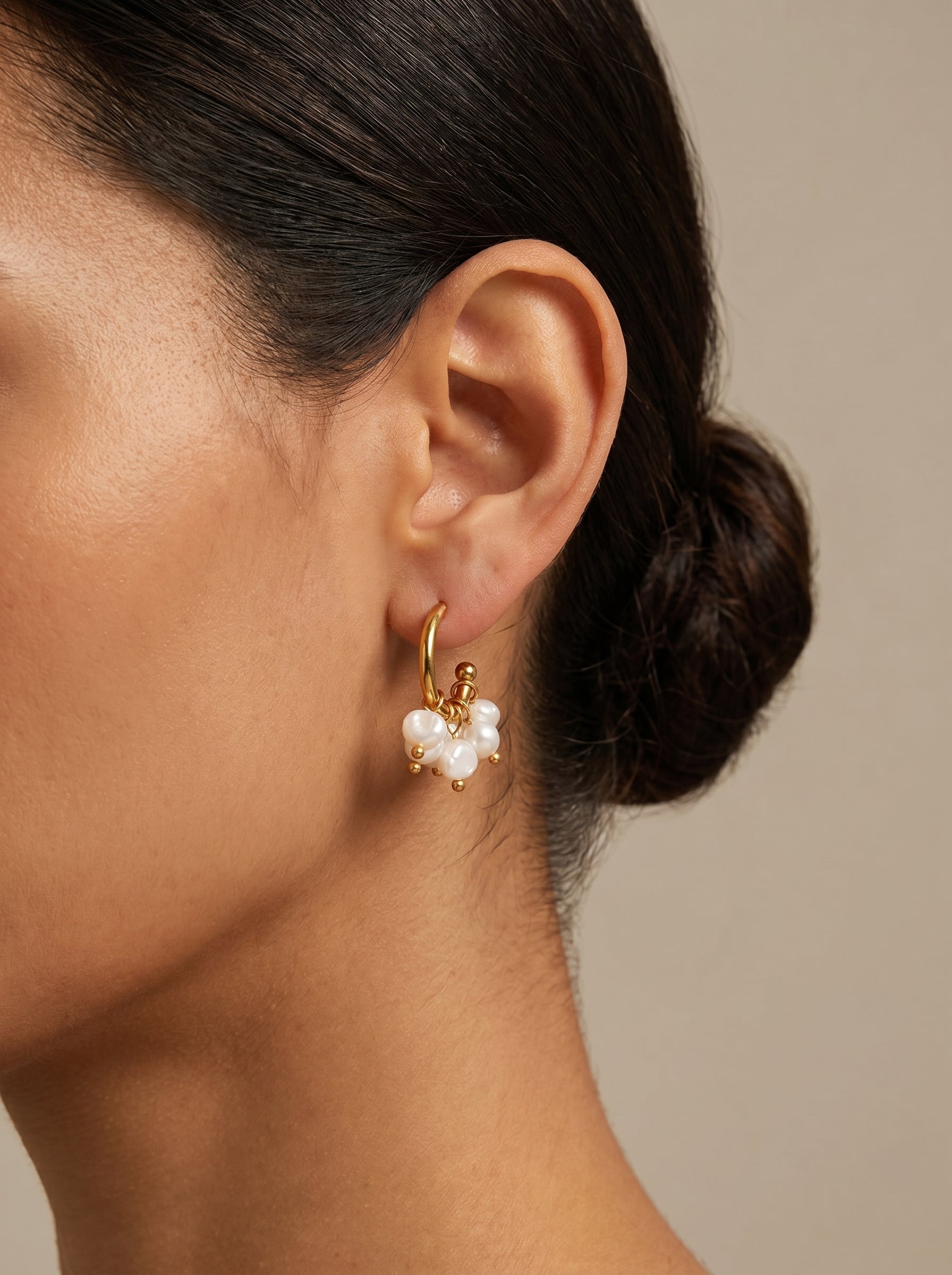 Ripple - Freshwater Pearl Hoop Drop Earrings
