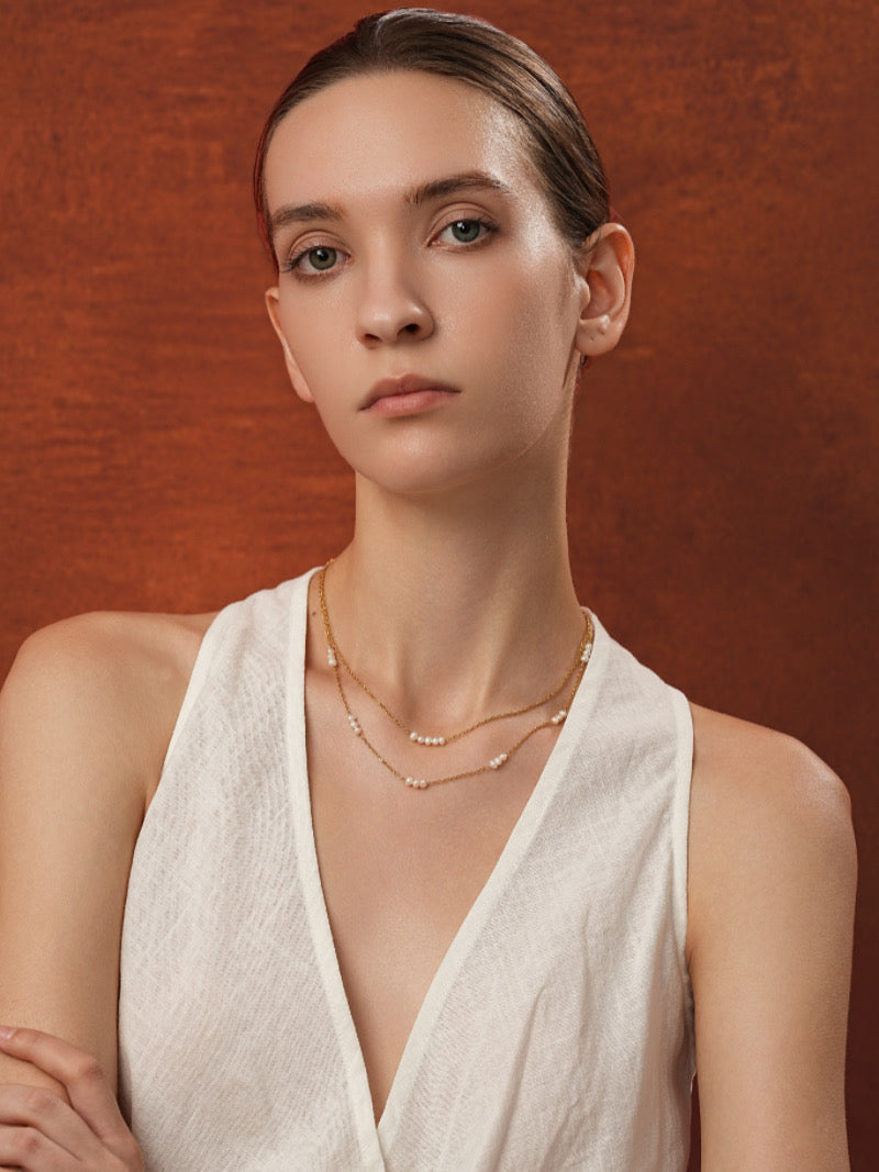 Fil Souple - Collier Superposé Perles de Culture d'Eau Douce